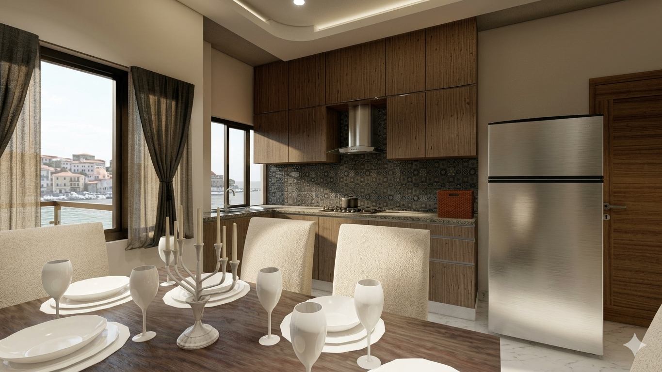 Dining and kitchen